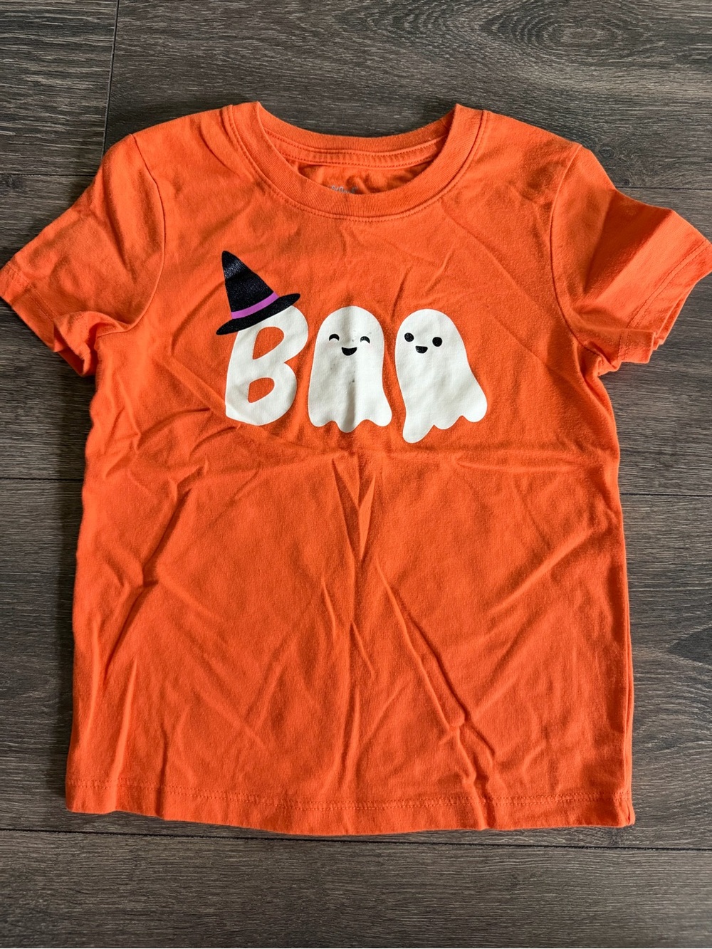 Sz 4t Orange 'Boo' Ghost Halloween Tee